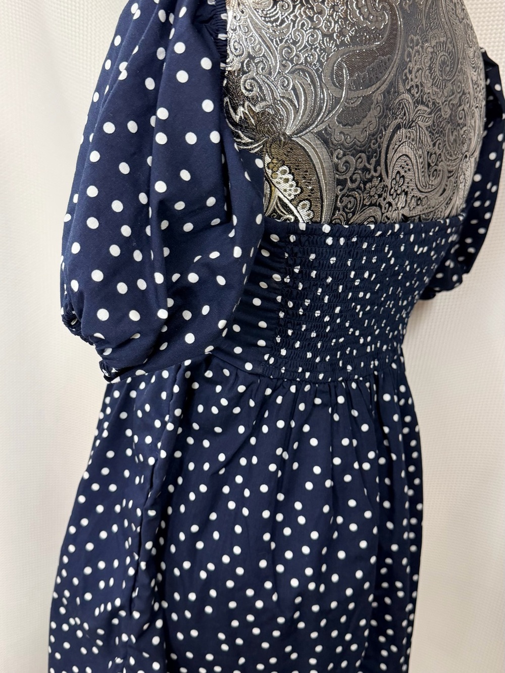 Abercrombie & Fitch Navy and White Polka Dot Mini Dress/Shorts - Picture 10 of 14